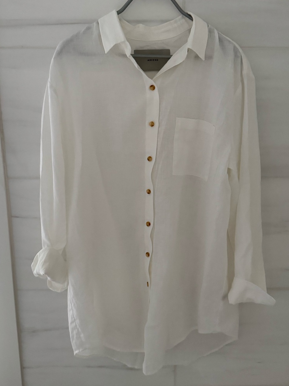 Asceno Formentera Oversized Shirt in White Organic Linen